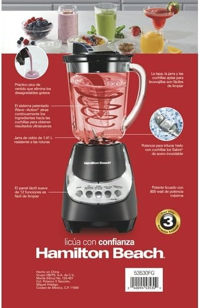 Wave Action Quiet Blender 48 Oz. Glass Jar 12 Blending Functions Black 53530F ICE-CRUSHING POWER ULTRA-SMOOTH RESULTS WITH PATENTED WAVE~ACTION SYSTEM