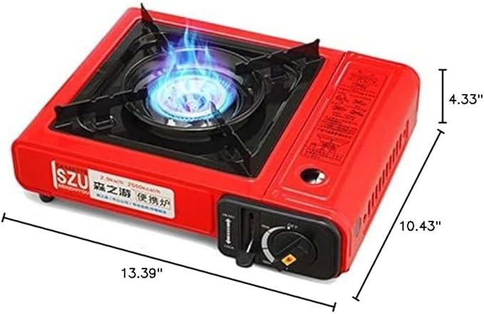 Outdoor Portable Cassette Gas Stove Windproof Camping Hiking Induction Cooker(Black) Cookware Set Cookware Picnic Boiler Cookware (Color : Red)