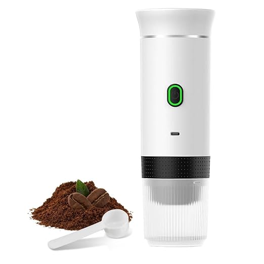 Aboiled Portable Espresso Coffee Machine - Travel Coffee Maker Camping &amp Outdoor Use - White