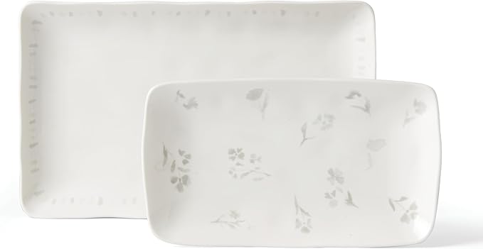 Lenox Oyster Bay 2-Piece Nesting Serving Platters 3.40 LB White