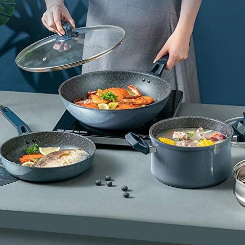 3Pcs Cookware Set Non-Stick Cookware Frying Pan Cooking Pot &amp Pan Saucepan with Glass Lid Octopus feet