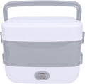 Dpofirs Portable Self Cooking Electric Lunch Box 2L Mini Rice Cooker 2 Layers 4 Stainless Steel Steamer Food Insulation Box Heated Food Warmer Cooker for Home Office Travel (US Plug 110V)