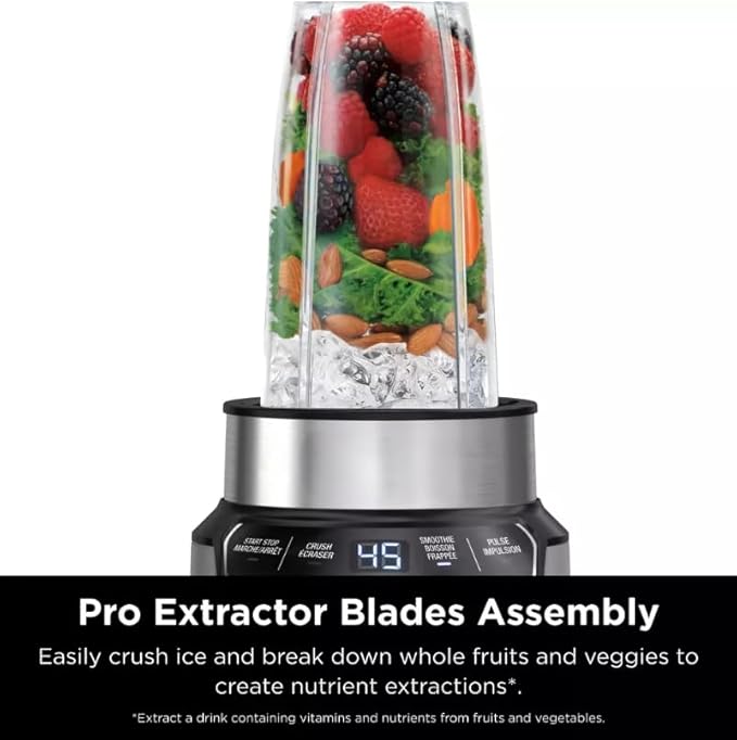 Nin-ja Nutri Blender Pro with Auto iQ 1100 W Personal Smoothie Blender Stainless Steel 2 Cups Dishwasher Safe (model 401)