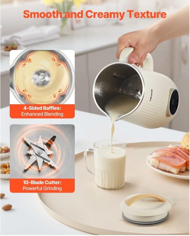 8 in 1 Nut Milk Maker Blender 32oz Homemade Soy Almond Oat Coconut Plant Based and Non Dairy Beverages Automatic Soybean Machine With Delay Start/Keep Warm/Boil Water Cream