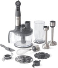 Dash Chef Series Deluxe Immersion Hand Blender 5 Speed Stick Blender with Stainless Steel Blades Dough Hooks Food Processor Grate Mash Slice Whisk Attachments and Recipe Guide – Cool Grey