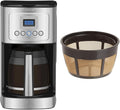 Cuisinart Coffee Maker 14-Cup Glass Carafe Fully Automatic for Brew Strength Control &amp 1-4 Cup Setting Stainless Steel DCC-3200P1 &amp GTF-B Gold Tone Coffee Filter Basket Burr Mill