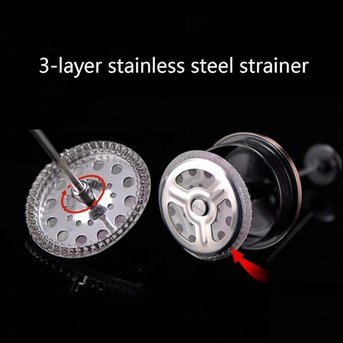 French Press Coffee Maker Stainless Steel Cafetiere Glass Jug Stainless Steel Coffee Plunger Filter Manual Coffee Maker Copper Finish Coffee Press-600ML