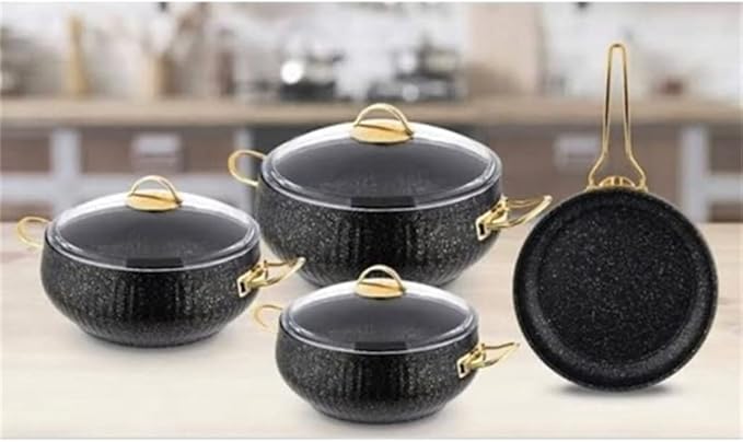 Cooking Pot Frying PanCookware Pots and Pans 7 Piece Cookware Set with Granite Lid Coating Accessories Kitchen Nonstick Pans