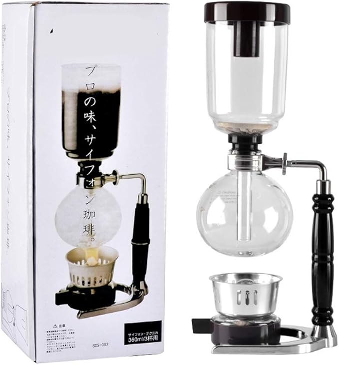 ZJchao Handheld Siphon Coffee Maker Premium Glass Coffee Filter Kit Homemade Machine for Home Barista and Coffee Enthusiasts Stainless Steel and Glass 14.3 Inches (Black)
