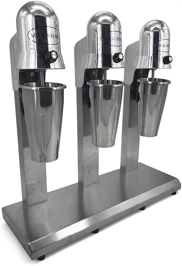 Milkshake Maker Commercial Electric Milkshake Maker 110V 18000rmp 3-Head Drink Mixer Machine Stainless Steel Tea Drink Juice Mixer with 6pcs 800ml Cups and 2 Speeds Adjustable