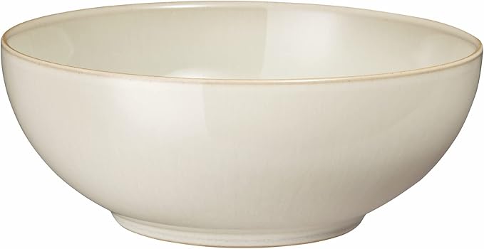 Denby - Linen Cream White Coupe Cereal Bowls Set of 4 - Dishwasher Microwave Safe Crockery - Ceramic Stoneware Tableware Natural Tones - Bowls For Soup