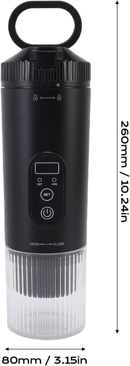 Portable Electric Espresso Machine 100W 21Bar Cordless Heating Capsule Coffee Maker Machine Portable Coffee Maker Travel for Outdoor Car Travel (Black)