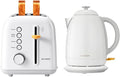 BUYDEEM DT620 2-Slice Toaster Silver with K640N Electric Kettle 1.7L Arctic White