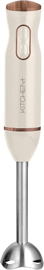 Living+ Immersion Blender Corded Hand Blender Electric Mixer Handheld with 2 Speeds Stainless Steel Blade Easy-Clean Detachable Rod Ergonomic Design Smoothie Blender 260W Cream