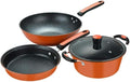 Kitchen Cooking Sets 3Pcs Cookware Set Soup Pot with Glass Lid Wok Frying Pan Wrought Iron Non-Stick Cooking Pot Set Kitchen Cookware Sets