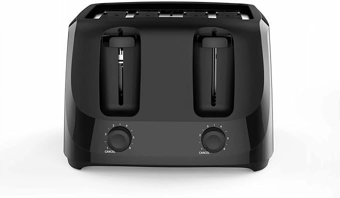 BoVano 4-Slice Toaster Black with 6 Shade Settings and Removable Crumb Tray