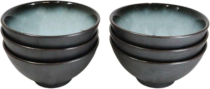 Ebros Gift Blue Sky Stars Artistic Seikai Porcelain Collection Dinnerware Serveware Kitchenware Set Asian Japanese Dining Restaurant Supply (Pack Of 6 Small Rice Soup Appetizer Bowls 10oz)