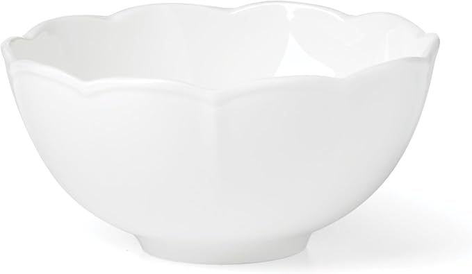 Lenox Dinnerware Set Studio 1414 Scallop 12-Piece Set Service For 4 Bone China Material Dishwasher &amp Microwave Safe Home And Kitchen Kitchen And Dining Plates And Bowls Sets (White 12 Piec