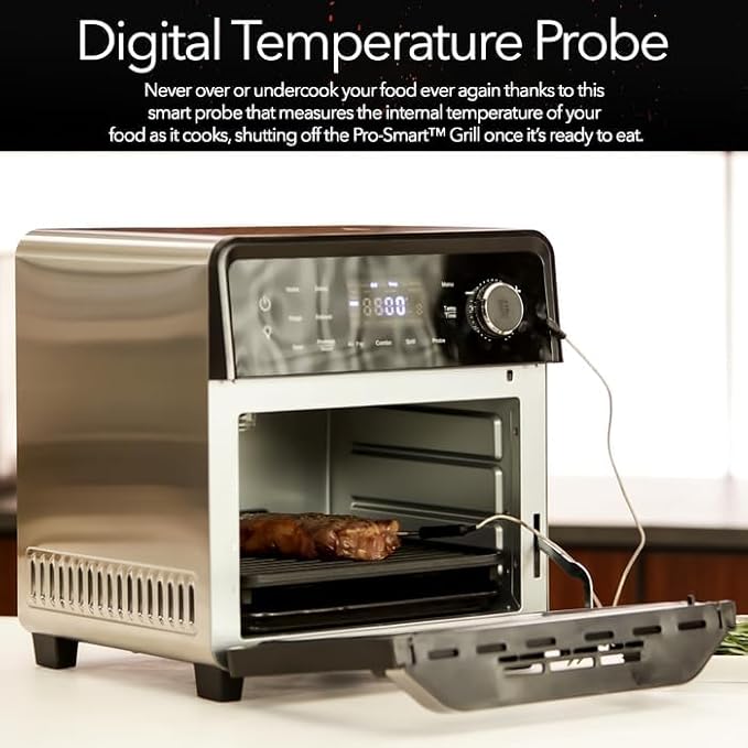 Nuwave Smart Air Fryer Oven with POWERPORT™ Plug-In Grill for Dual-Zone Efficient Cook 100 in 1 Advanced Convection Toaster Oven Countertop w/Insulated 2-Glass Door 450°F Preheat Stainless Steel