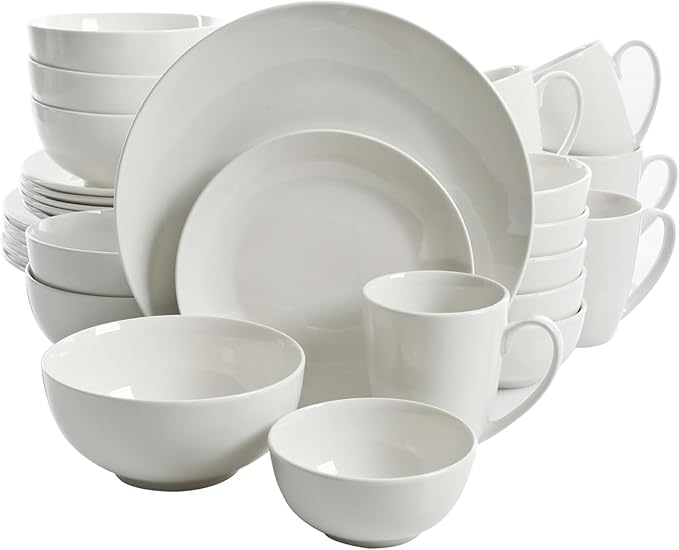 30-Piece White Porcelain Dinnerware Set – Elegant Service for 6 Microwave &amp Dishwasher Safe