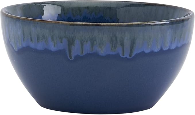 Tabletops Gallery Tuscan Reactive Glaze Stoneware- Dining Entertainment Plate Bowl Ceramic 12 Piece Tuscan Dinnerware Set (Blue Green and Brown)