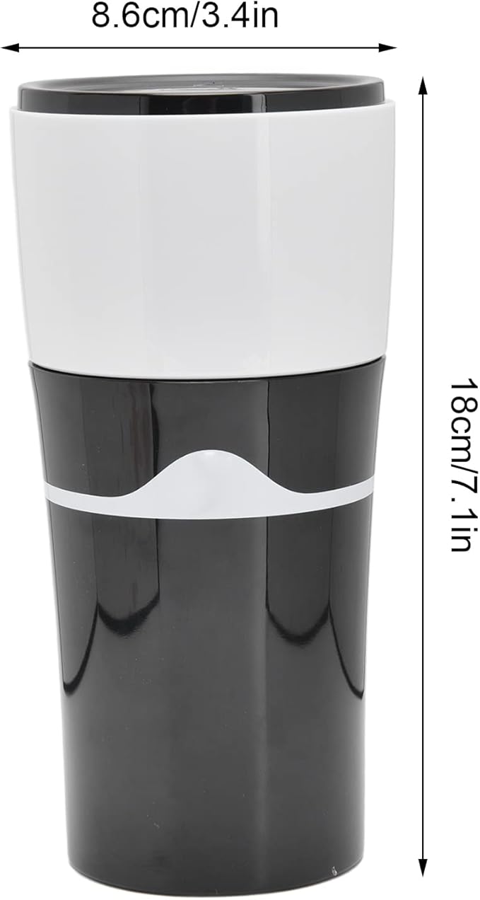 450ml Portable Drip Coffee Travel Mug Side Leakage Proof Sharing Cup Lid Drip Coffee Machine with 3 Capsules for K Cup Capsules (Black White)