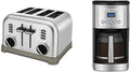 Cuisinart CPT-180P1 Metal Classic 4-Slice Toaster Brushed Stainless and Coffee Maker by 14-Cup Glass Carafe Fully Automatic for Brew Strength Control &amp 1-4 Cup Setting Stainless Steel DCC-320