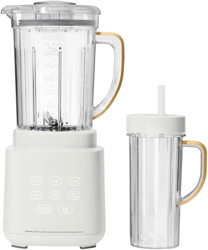 PowerExact Blender System with PrecisionSense Technology 700W Motor 50oz Tritan Jar 20oz Personal Cup Stainless Steel Blades (White Icing)