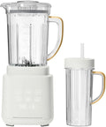 PowerExact Blender System with PrecisionSense Technology 700W Motor 50oz Tritan Jar 20oz Personal Cup Stainless Steel Blades (White Icing)