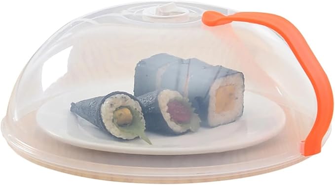 Thickened Transparent Microwave Splash Cover With Handle Round Anti-Splash Lid For Oven Food Plates Essential Kitchen Gadget