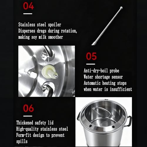 Automatic Soy Milk Maker 11L - Stainless Steel Soybean Milk Machine with Efficient Grinder &amp Slag Separator for Restaurants Canteens &amp Grain Milk Production
