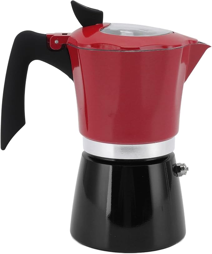 ZJchao Stovetop Coffee Maker Premium Aluminum Portable Pot with Transparent Lid for Rich Anytime Perfect for Travel Camping Home Use (No. 6 Pot 300ML)