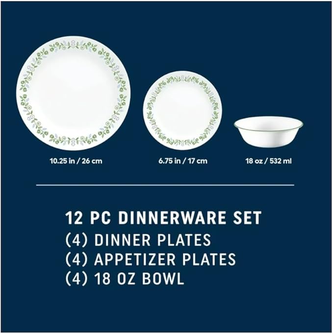 Corella Gorgeous 12-Piece Glass Dinnerware Set
