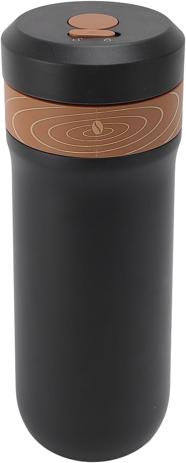 ZJchao Stainless Steel French Press Coffee Mug Double Layer Insulation 4 Layer Filter Mesh Portable Coffee Maker Insulated Cup