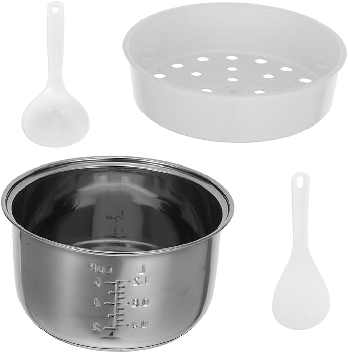 1Pc 3L Rice Cooker Cup Stainless Steel Inner Bowl Non-Stick Inner Pot Upgrade Even Heating for Perfect Rice Pots for Multi-Cookers Easy to Clean and Dishwasher Safe