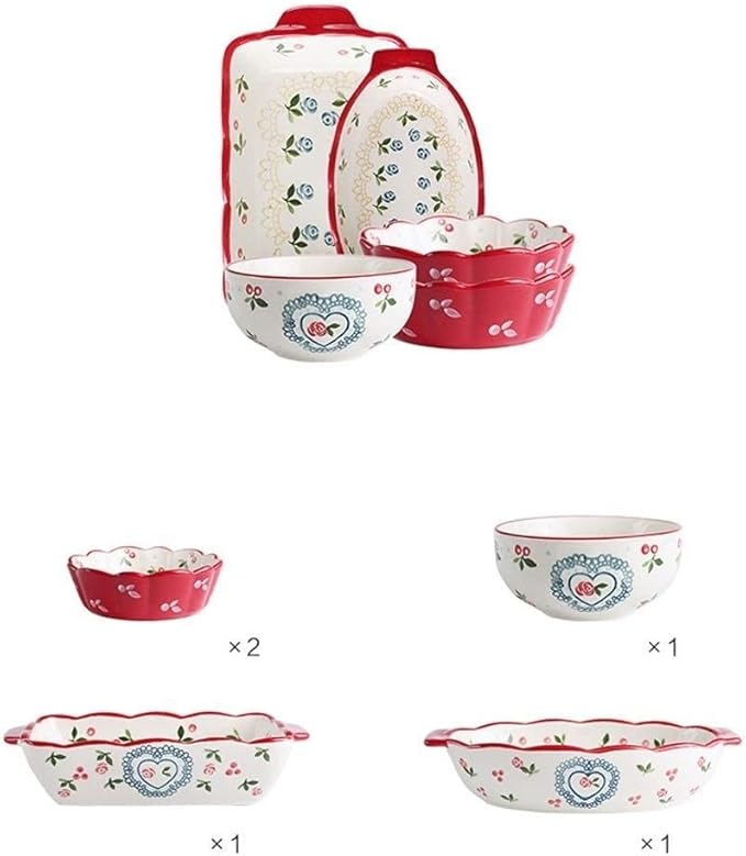 20 Piece Dinnerware Set Dishes Set for 6 Plates and Bowls Set Stoneware Tableware Tableware Combination Set Dishwasher Safe (A One Size)