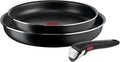 Tefal Ingenio Easy ON 3 Piece Non-Stick Pan Set 24&amp28 cm Frying Pans Bakelite Handle Easy Cleaning Heat Indicator All Hobs Compatible Except Induction Black L1599302