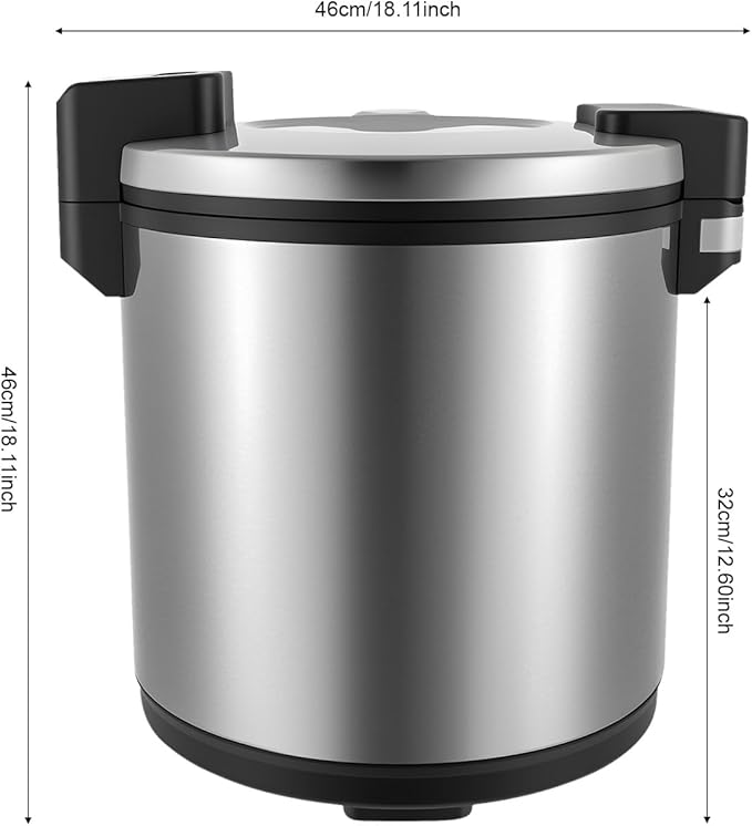 Rice Warmer 23L Stainless Steel Electric Rice Warmer with Rice Scoop&ampAdjustableTemperature110V 110W Commercial Rice Warmer Electric w/Locking Buckle &amp Anti-scald Handle for Restaurant Party