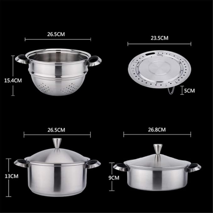 Pot Set Cookware Set Cooking Utensils Stainless Steel Kitchen Cookware Collection Cookware Pans and Pots Perfect for Stir Fry Grill Roast Sauce Soup Cookware Cooking Set
