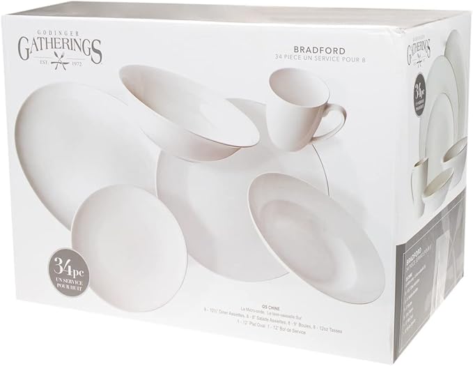 Dinnerware Set Bradford Bone China Dinner Salad Plate Soup Bowl - 34 Piece set