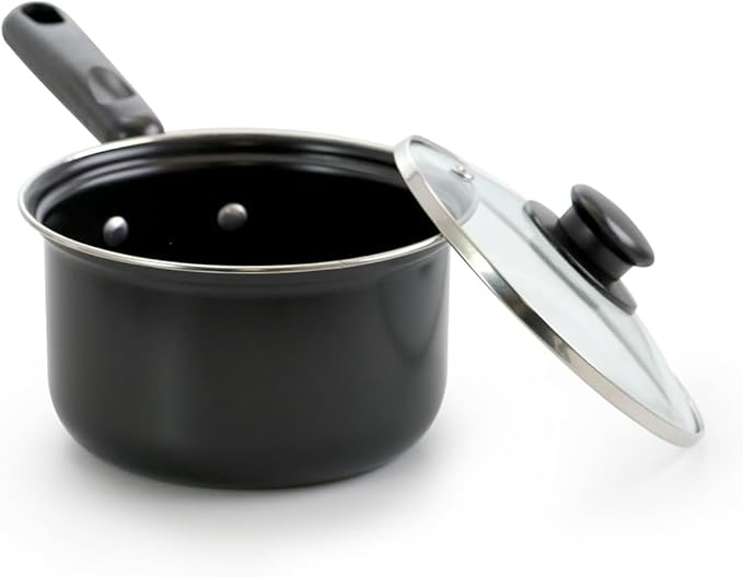 Better Chef 7-Piece Deluxe Non-Stick Cookware Set in Black with Cool-Touch Handles and Tempered Glass Lids