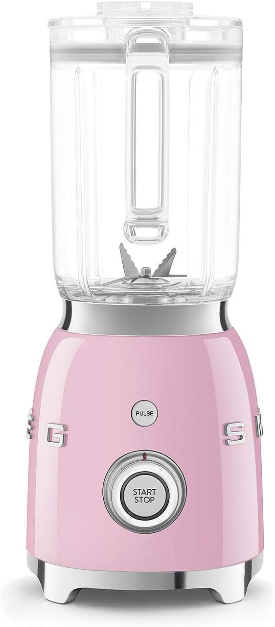 SMEG BLF03 Retro Style Blender – 600W Countertop Blender with 48 oz BPA-Free Jug 3 Speeds + Pulse Ice Crush &amp Smoothie Functions – 50s-Inspired Design-Pink