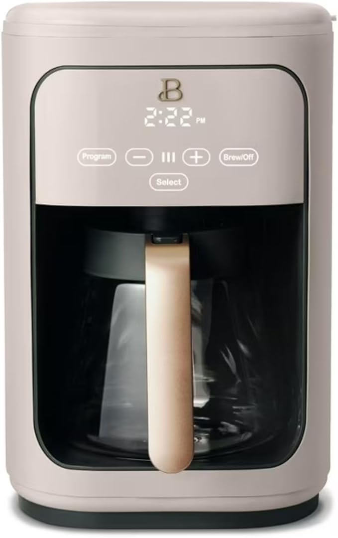 Programmable 14-Cup Drip Coffee Maker with Touch-Activated Display and Reusable Filter for Hot Coffee Brewing (Porcini Taupe)
