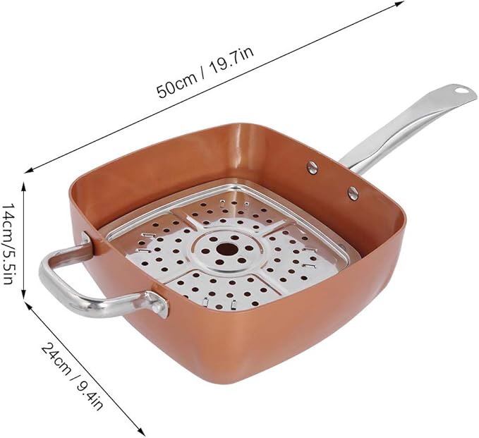 4Pcs/Set Stainless Saucepan 6 Quart Non-stick Frying Pan Steaming Pan Stew Pot Multifunctional Square Pan Kitchen Supplies with Tempered Glass Lid Multipurpose Use for Home Kitchen or Restaurant