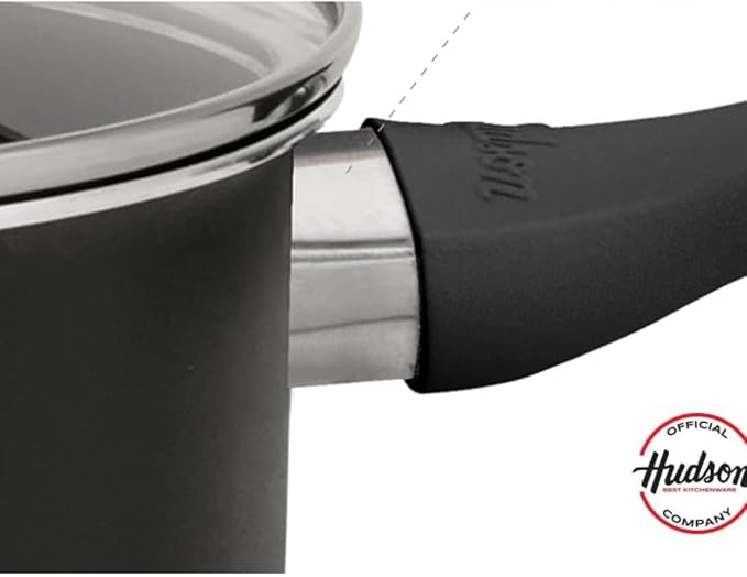HUDSON Pots and pans Set Nonstick Black Cookware Sets 5 pcs Set w/Frying Pan Pot &amp Saucepan Dishwasher Safe