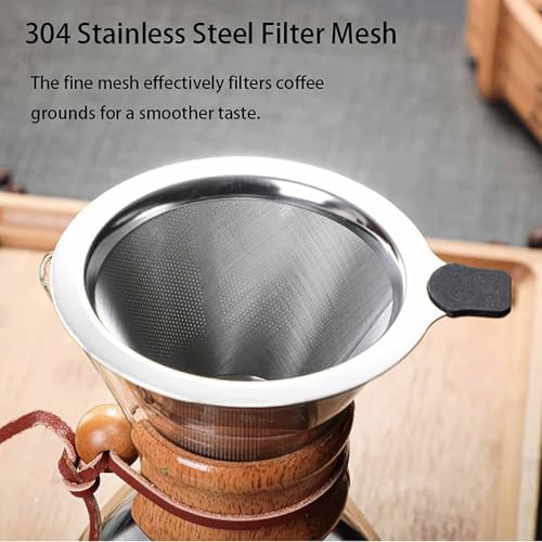 GS Pour Over Coffee Maker - 13.5 OZ Glass Carafe with Stainless Steel Filter Reusable &amp Portable Drip Coffee Maker for Home Office Camping - 600ML