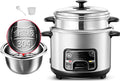 Electric rice cooker multifunctional stainless steel inner pot steamer integrated steaming stewing and stewing machine essential small appliances for dormitory/office/home kitchens (5L)