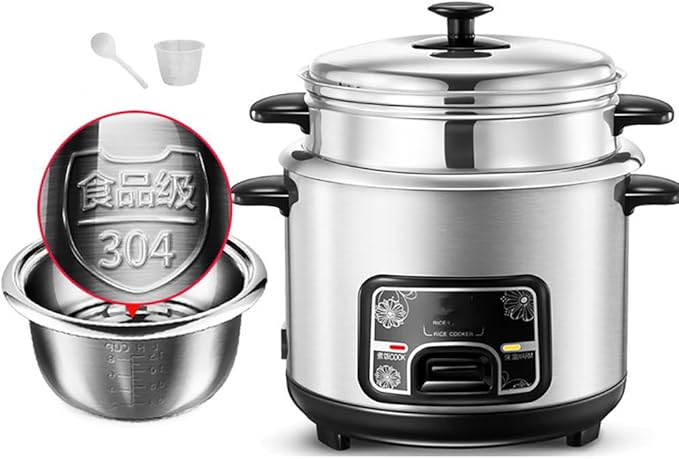 Electric rice cooker multifunctional stainless steel inner pot steamer integrated steaming stewing and stewing machine essential small appliances for dormitory/office/home kitchens (3L)