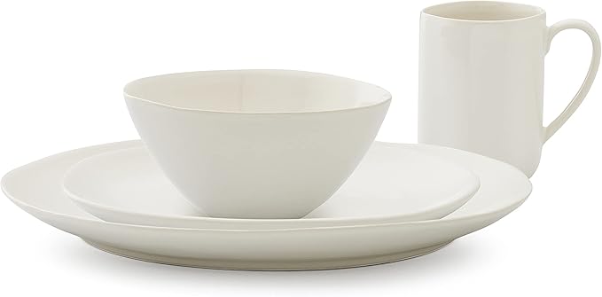 Portmeirion Sophie Conran Arbor Organic Shape Stoneware 4 Piece Place Setting Service for 1 Creamy White