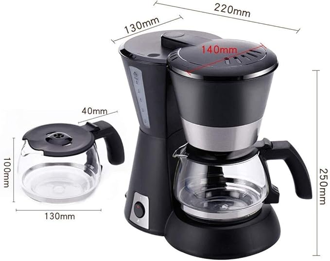Coffee Machine 650ML Household Office American Style Drip Tea/Coffee Making 6 Cups Coffee Maker 600W Temperature Control Black
